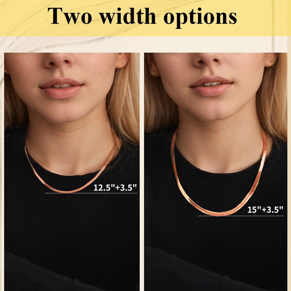Snake Chain Link Choker Necklace for , 3mm/5mm Width