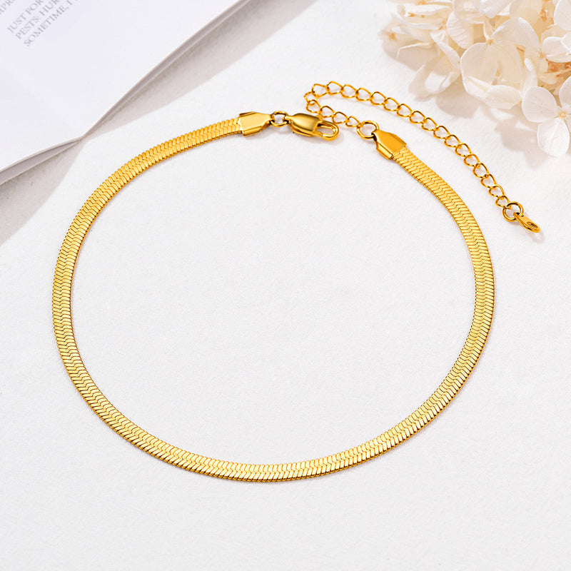 Snake Chain Link Choker Necklace for , 3mm/5mm Width