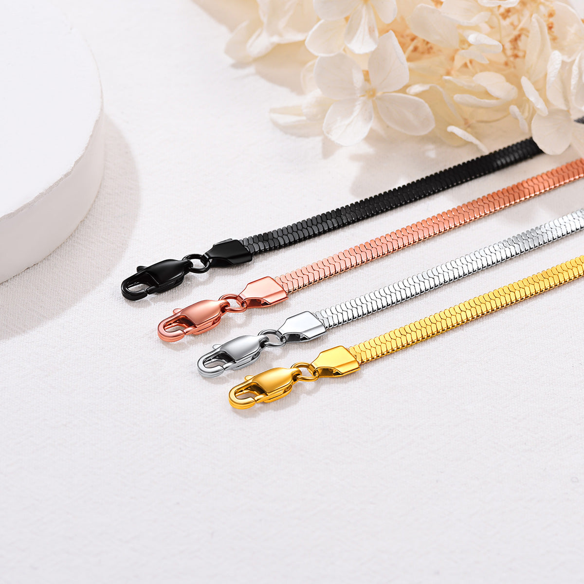 Snake Chain Link Choker Necklace for , 3mm/5mm Width