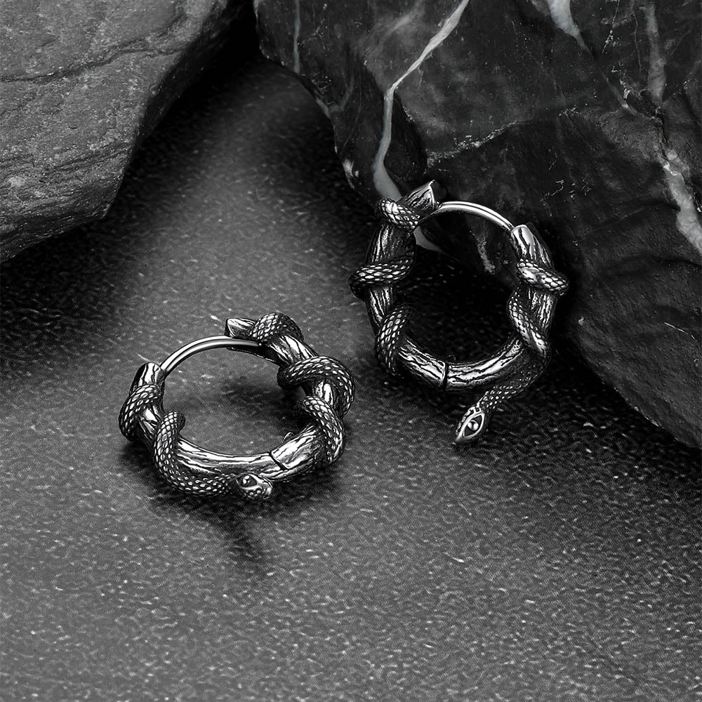Gthic Wraparound Snake Huggie Hoops Earrings Earrings for