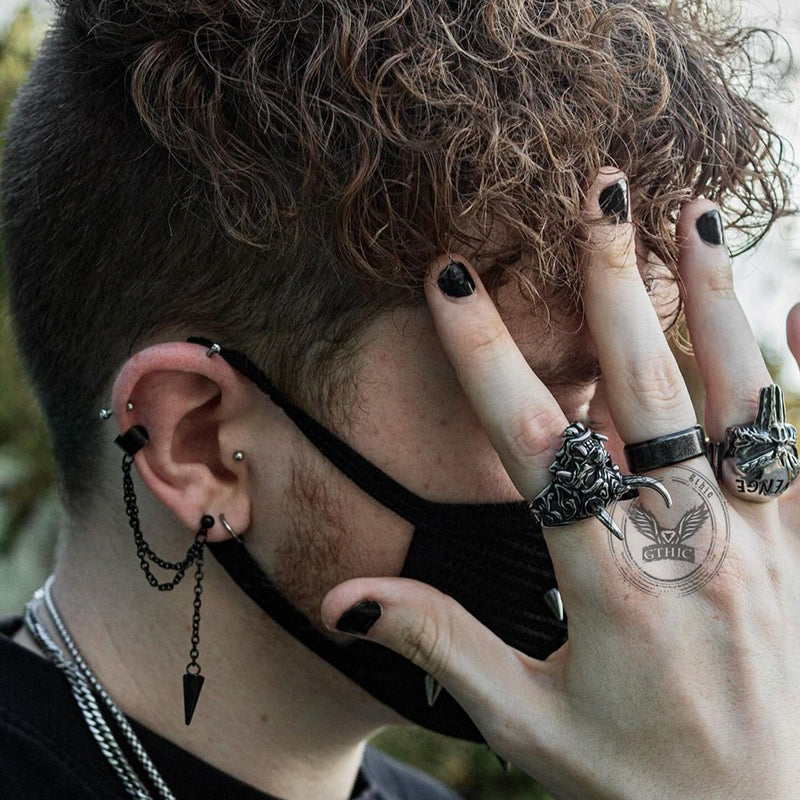 Oni Mask Stainless Steel Ring