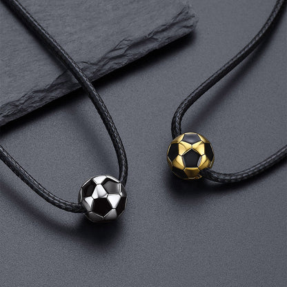3d Soccer Sport Necklace With Braided Leather Necklace for Sports Fans