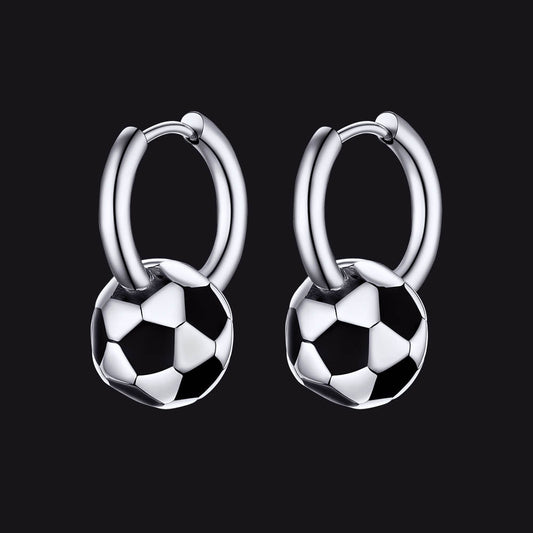 Sport 3d Soccer Hoop Earrings for