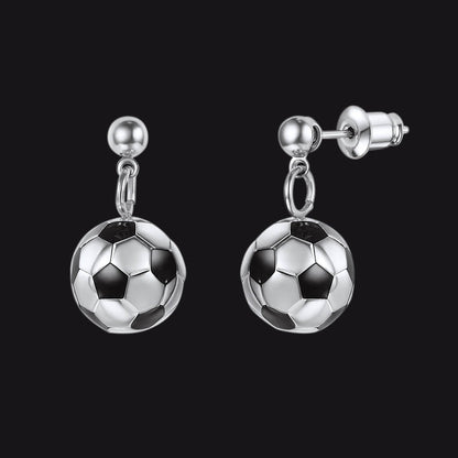 Soccer Sport Drop Stud Earrings for