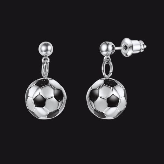 Soccer Sport Drop Stud Earrings for