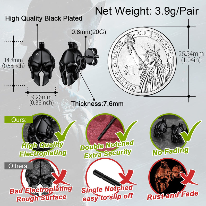 Ancient Greek Spartan Helmet Stud Earrings for