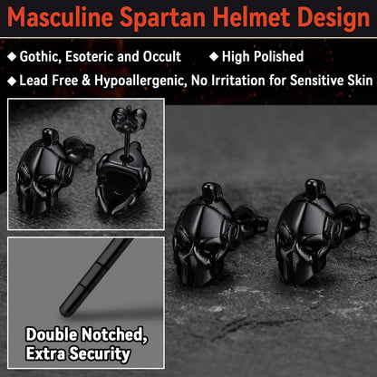 Ancient Greek Spartan Helmet Stud Earrings for