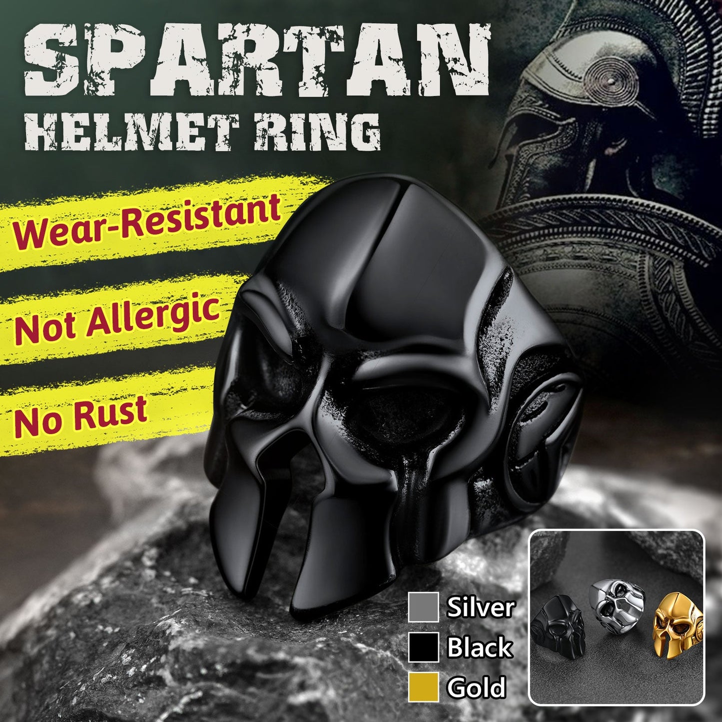 Flash Stainless Steel Spartan Helmet Rings for