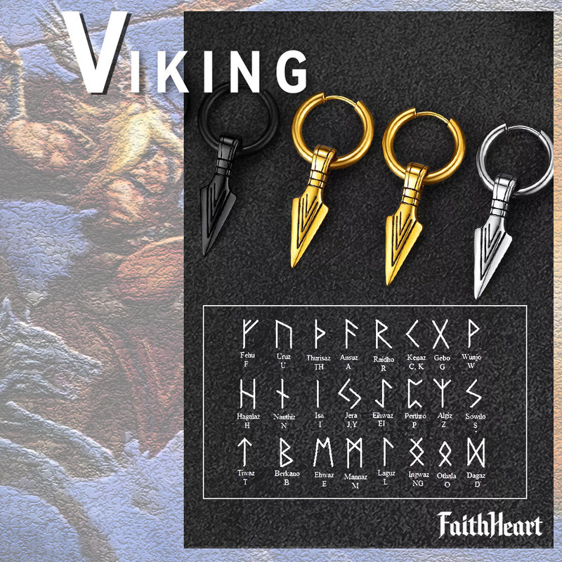 Viking Earrings for – Arrowhead Spear Gungnir Drop Hoop Earrings