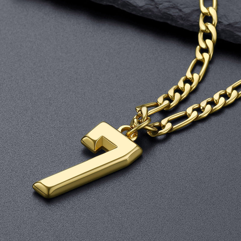 Sports Jersey Number Pendant Necklace With Figaro Chain for
