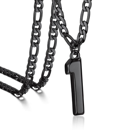Sports Jersey Number Pendant Necklace With Figaro Chain for
