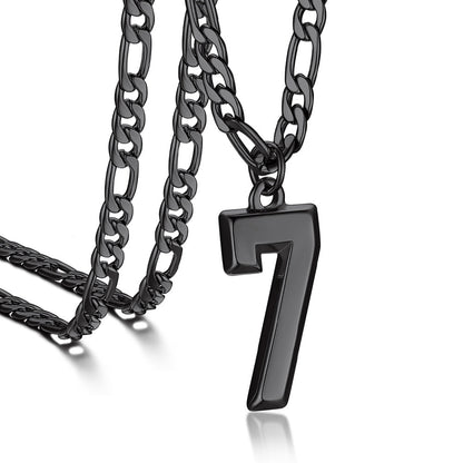 Sports Jersey Number Pendant Necklace With Figaro Chain for