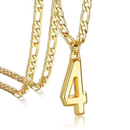 Sports Jersey Number Pendant Necklace With Figaro Chain for