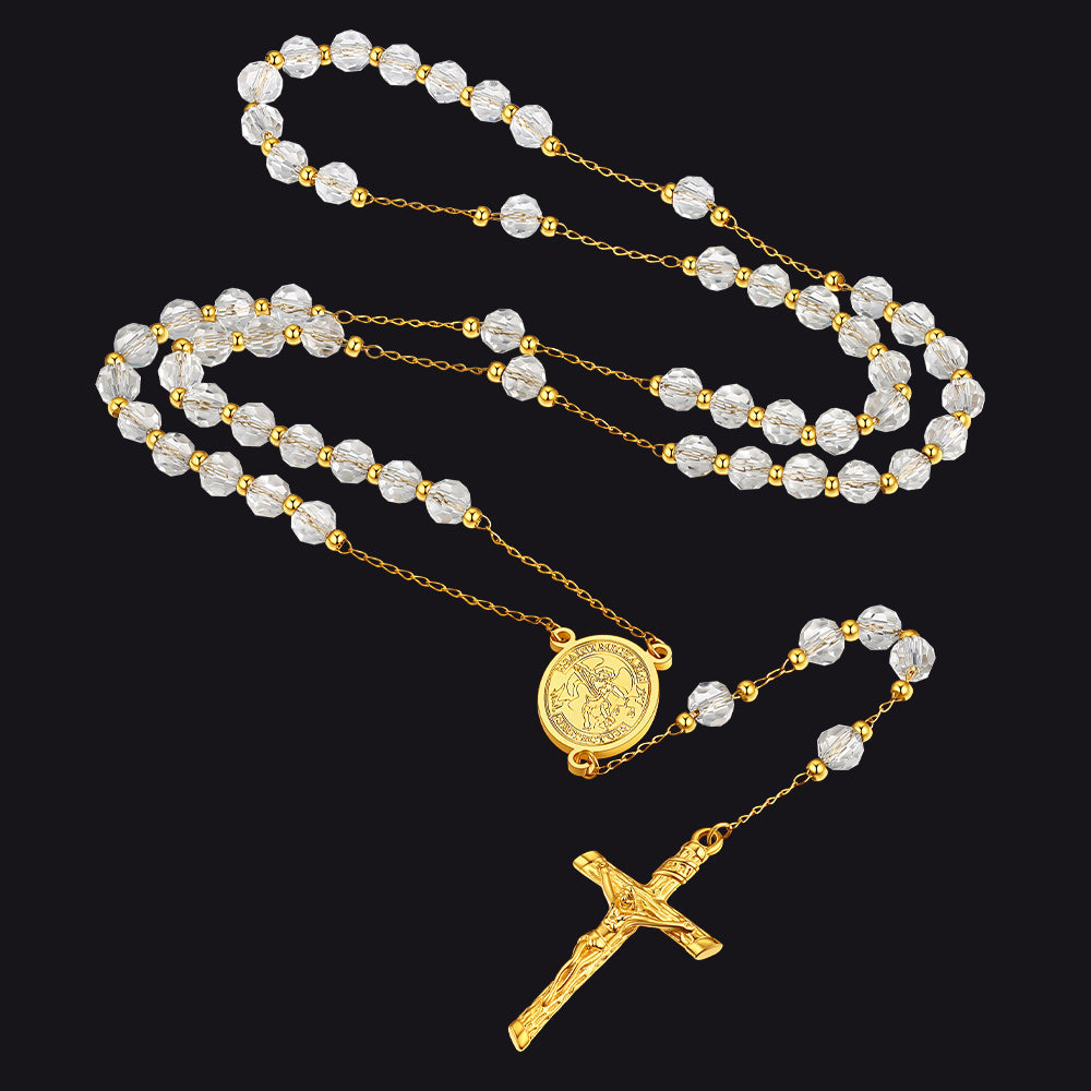 Catholic St. Michael Rosary Bead Necklace