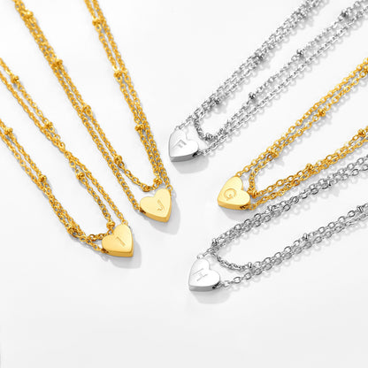 Initial Letter Heart Anklet Chain Layered Anklet for