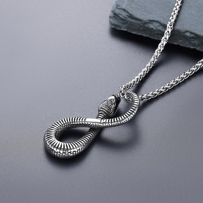 Punk Eight Pythons Infinity Snake Necklace for