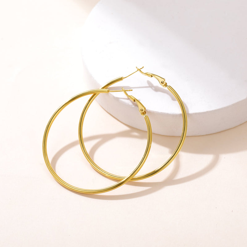 Lightweight Large Hoop Earrings for Lobster Clasp