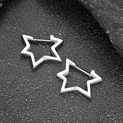 Sterling Silver Star Hoop Earrings for