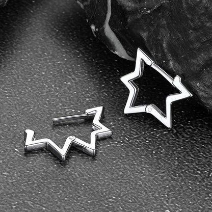 Sterling Silver Star Hoop Earrings for