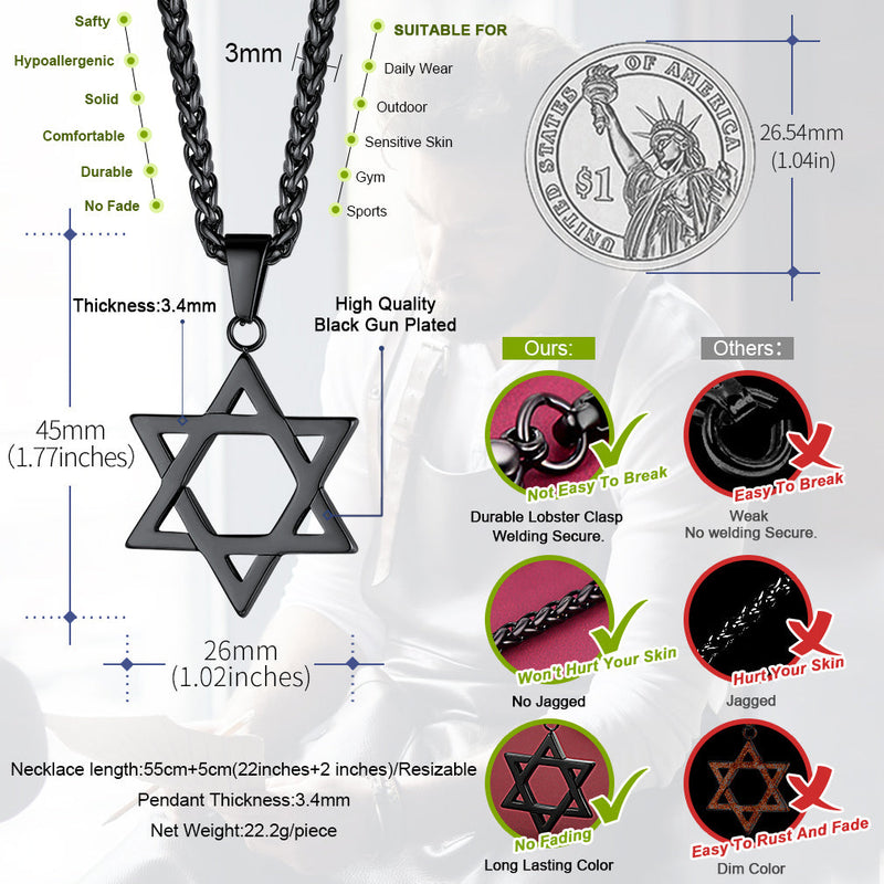 Jewish Magen Star of David Necklace for