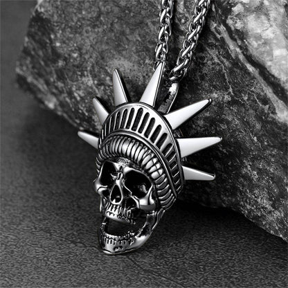 Flash Gothic Statue of Liberty Skull Necklace for