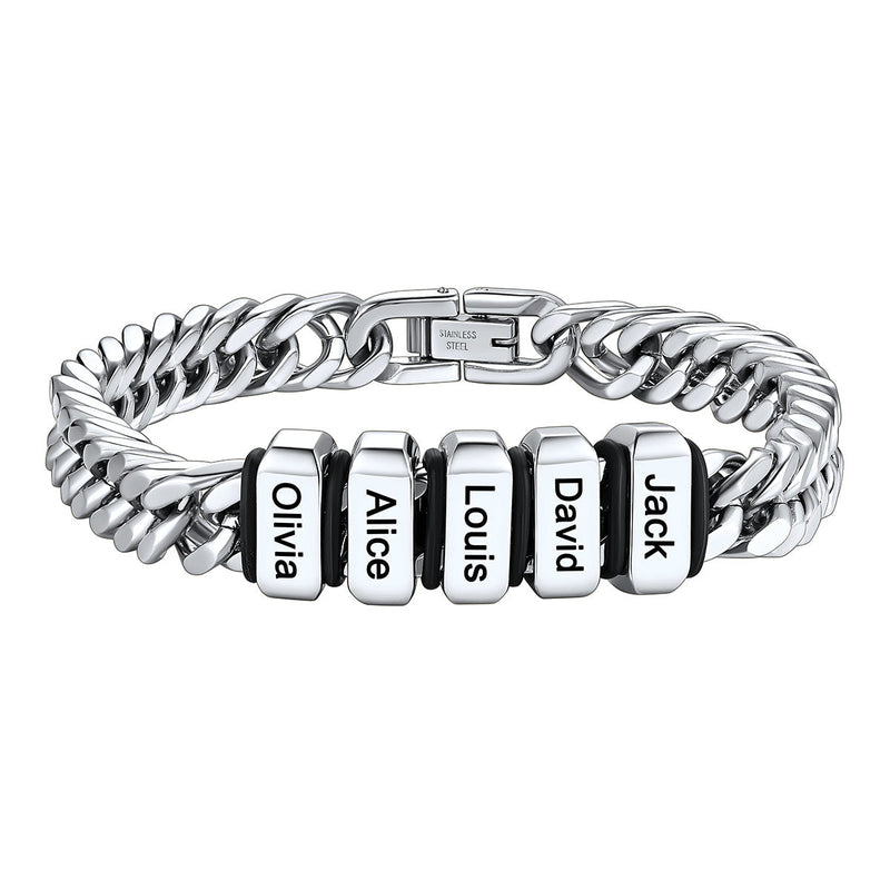 Personalized Cuban Link Bracelet Engraved Name Bracelet for
