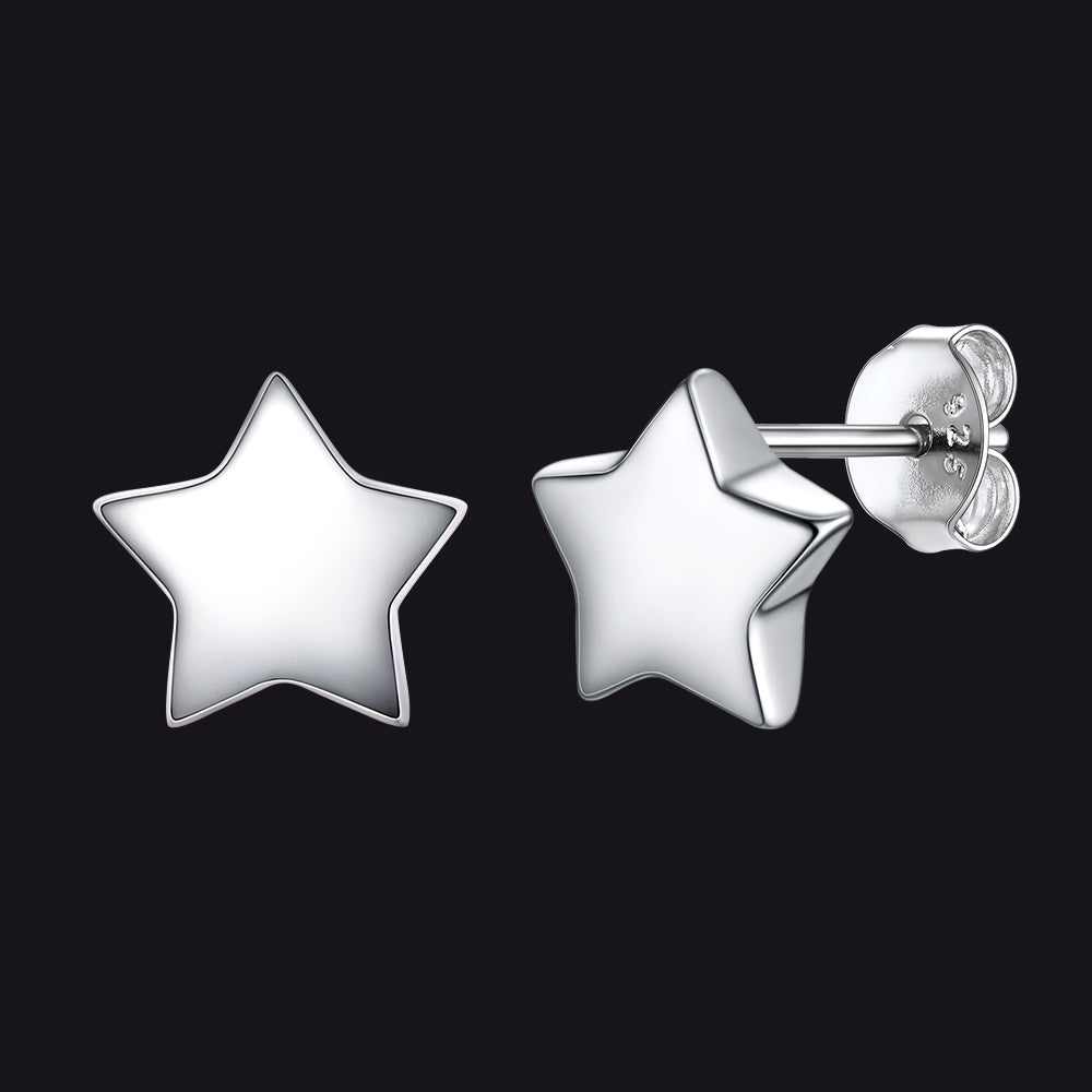 925 Sterling Silver Star Stud Earrings Gift for