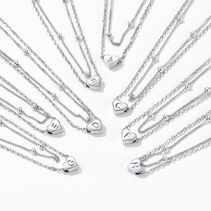 Sterling Silver A-z Initial Heart Layered Anklet for