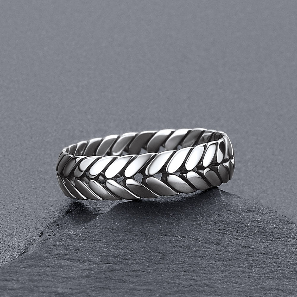 Sterling Silver Chunky Wheat Chain Band Rings 5mm Wide for