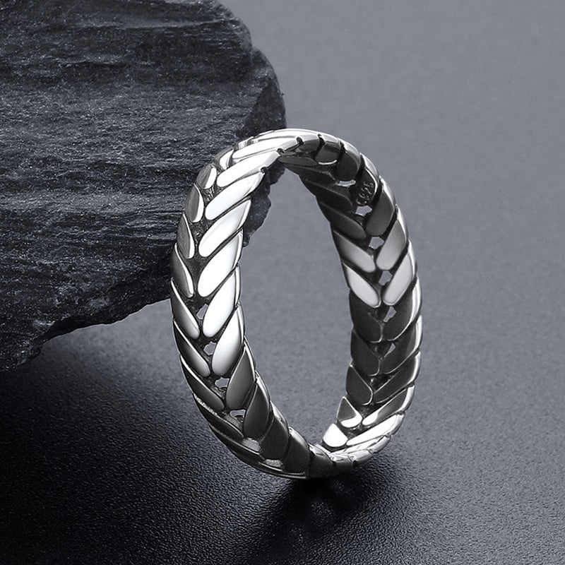 Sterling Silver Chunky Wheat Chain Band Rings 5mm Wide for