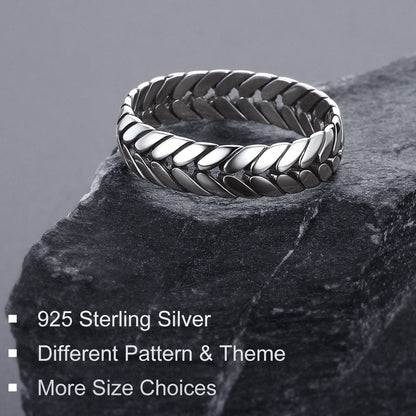 Sterling Silver Chunky Wheat Chain Band Rings 5mm Wide for