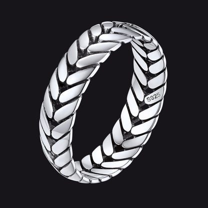 Sterling Silver Chunky Wheat Chain Band Rings 5mm Wide for