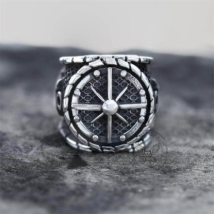 Striking Anchor and Compass Stainless Steel Marine Ring