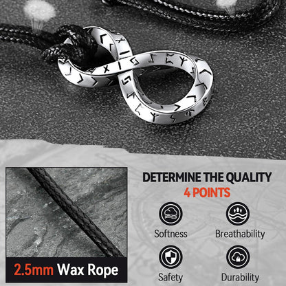 Viking Mobius Infinity Necklace Adjustable Leather Chain for