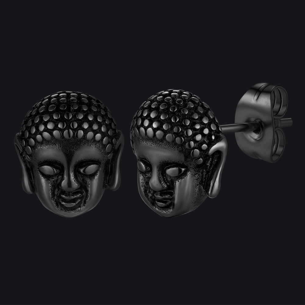 Flash Retro Buddha Head Stud Earrings for