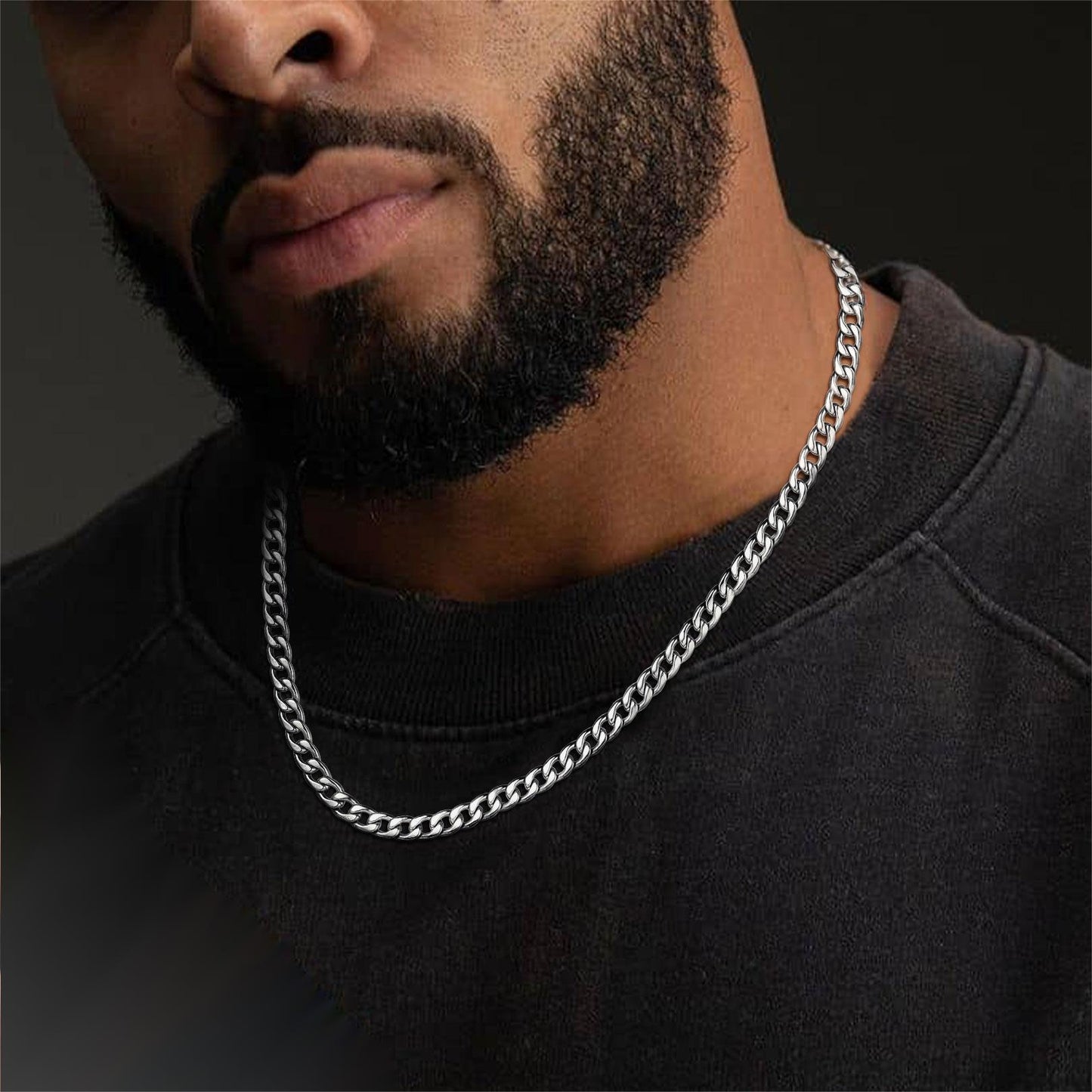 Sturdy Cuban Link Chain Necklace Lobster Clasp for