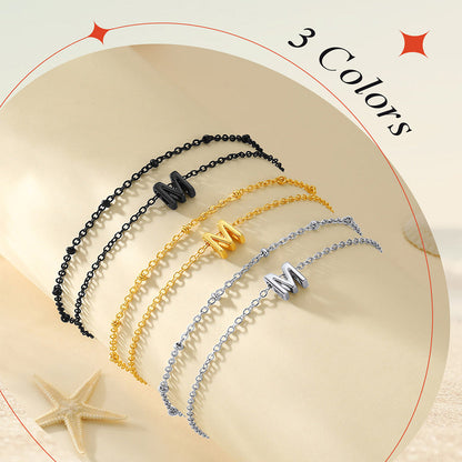 Dainty A-z Initial Layered Ankle Bracelet for Mom