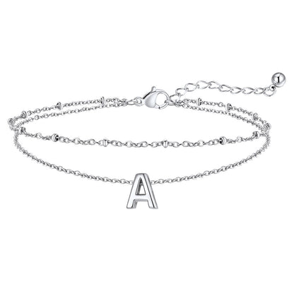 Dainty A-z Initial Layered Ankle Bracelet for Mom