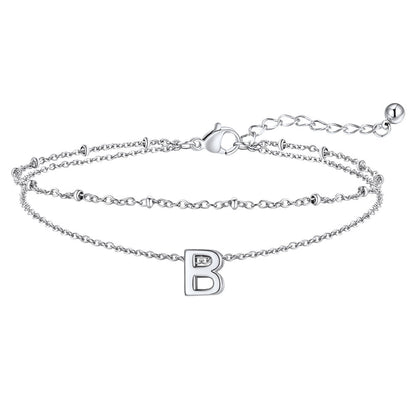 Dainty A-z Initial Layered Ankle Bracelet for Mom