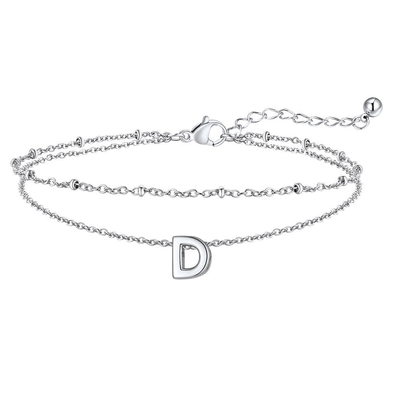 Dainty A-z Initial Layered Ankle Bracelet for Mom