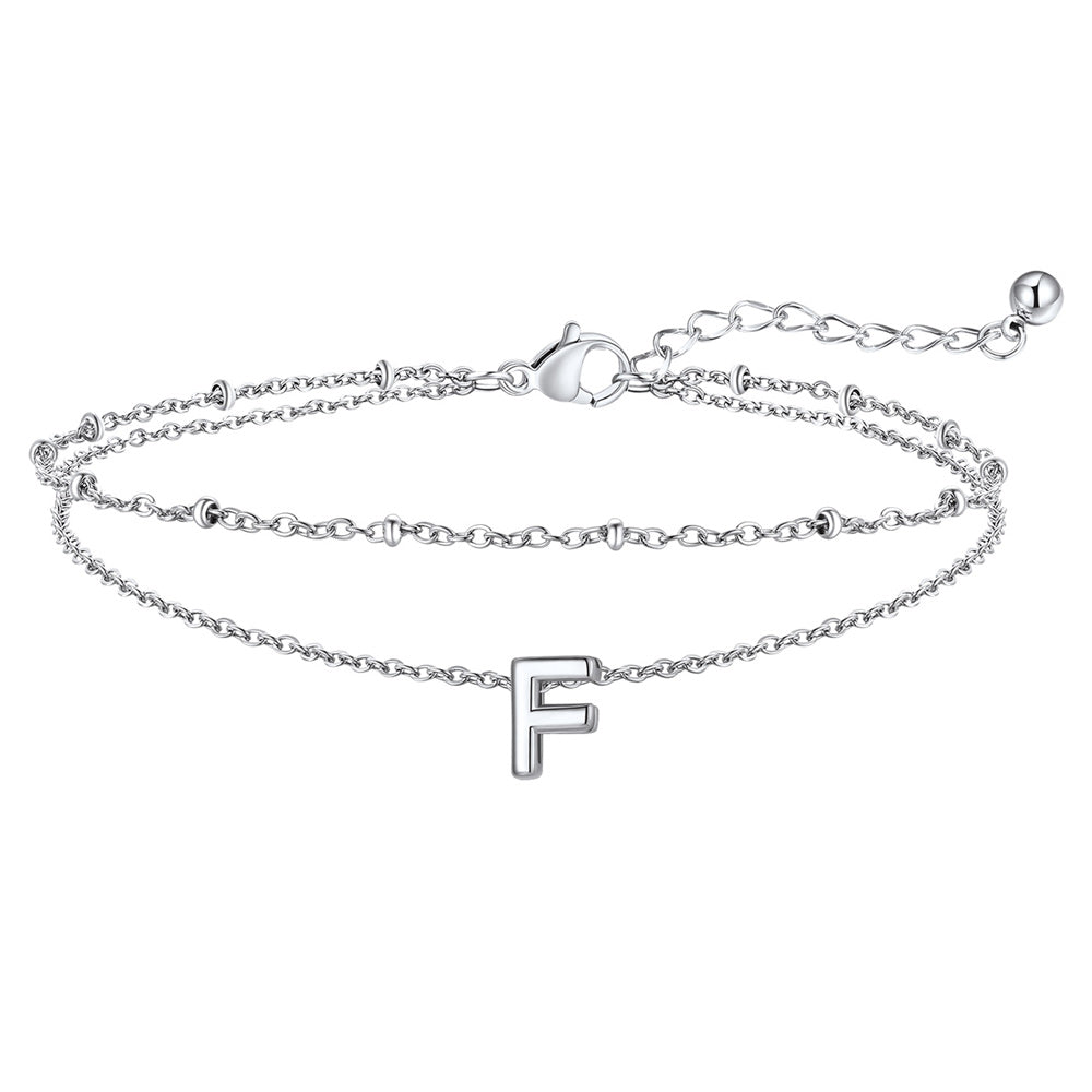 Dainty A-z Initial Layered Ankle Bracelet for Mom