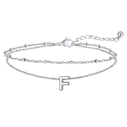 Dainty A-z Initial Layered Ankle Bracelet for Mom
