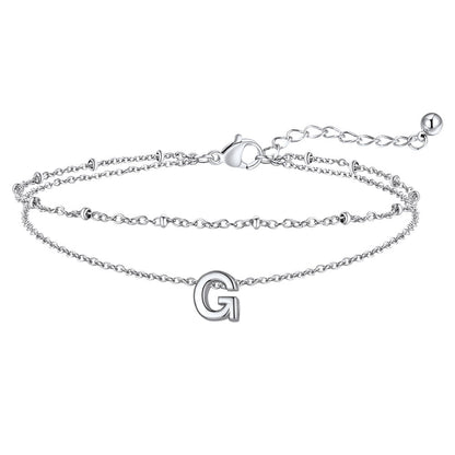 Dainty A-z Initial Layered Ankle Bracelet for Mom