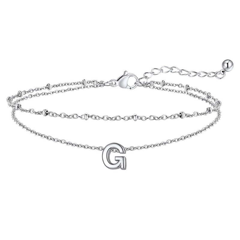 Dainty A-z Initial Layered Ankle Bracelet for Mom