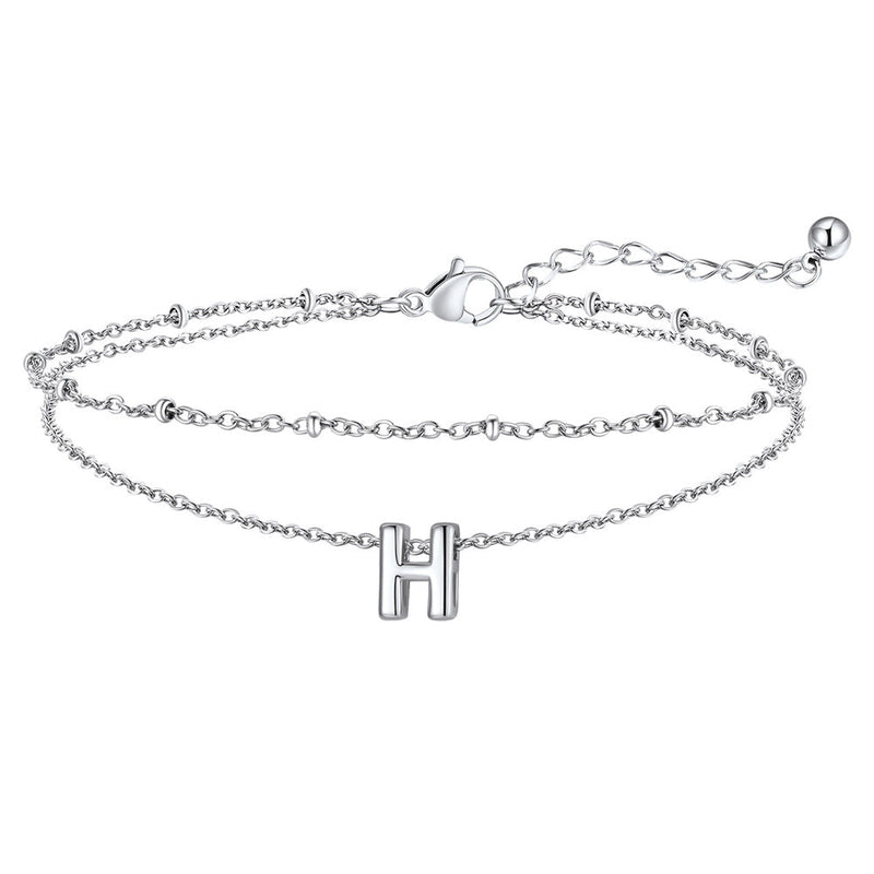 Dainty A-z Initial Layered Ankle Bracelet for Mom