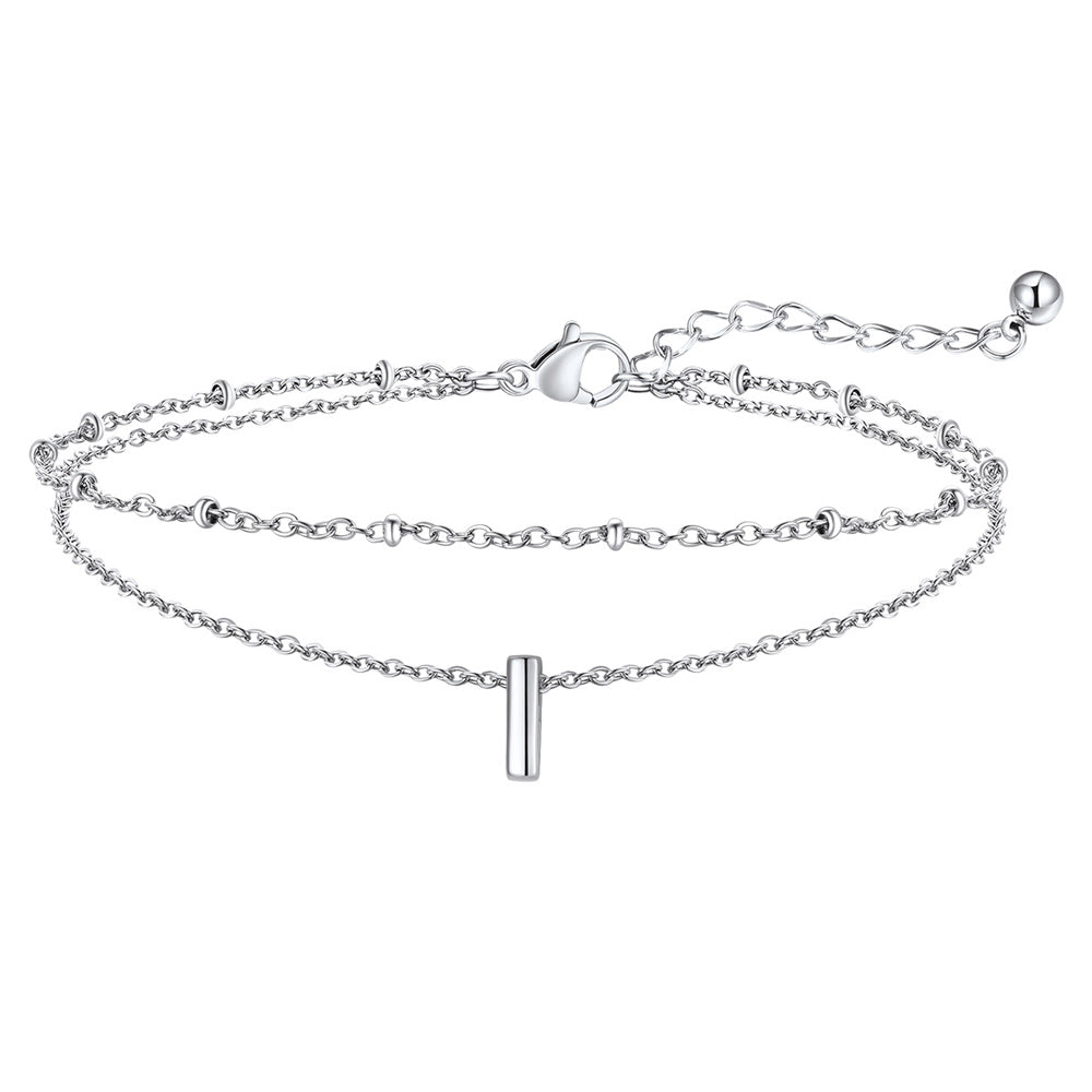 Dainty A-z Initial Layered Ankle Bracelet for Mom