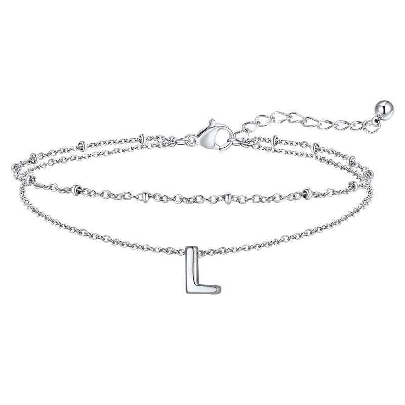 Dainty A-z Initial Layered Ankle Bracelet for Mom