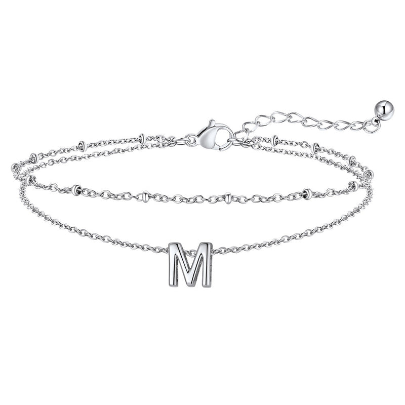 Dainty A-z Initial Layered Ankle Bracelet for Mom