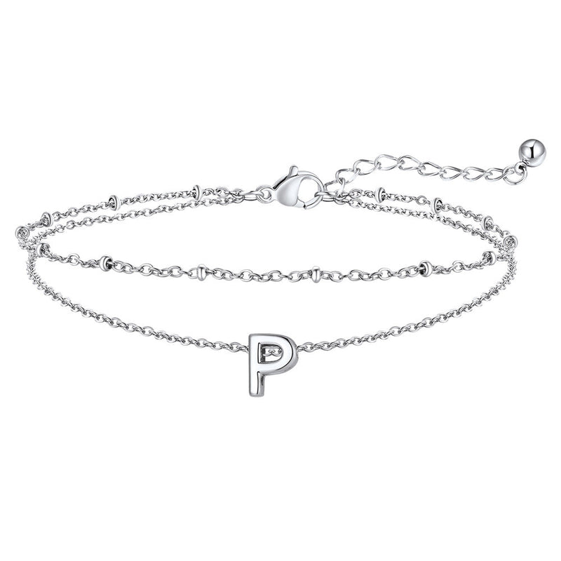 Dainty A-z Initial Layered Ankle Bracelet for Mom