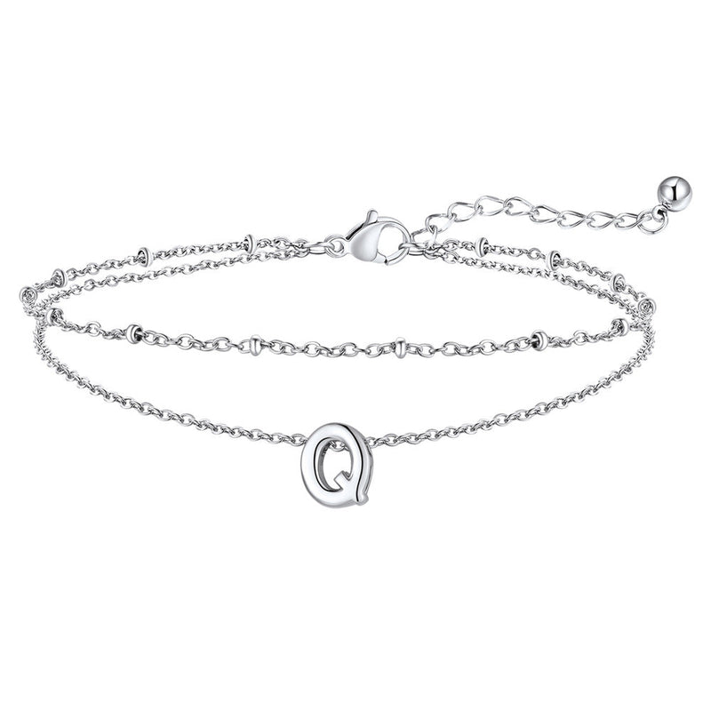 Dainty A-z Initial Layered Ankle Bracelet for Mom